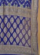 Blue Khadi Chiffon Saree With Bandhani Detail